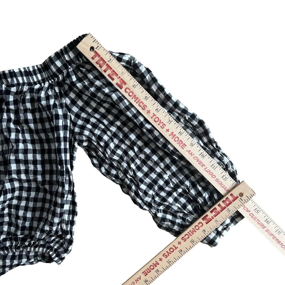 Forever 21 Black White Gingham Off Shoulder Crop Top Size S - Picture 6 of 7